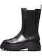 Leather Women's Chelsea Boots with Medium Heel Black