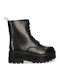 Leather Women's Ankle Boots with Medium Heel Black