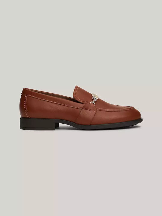 Leather Women's Loafers in Tabac Brown Color