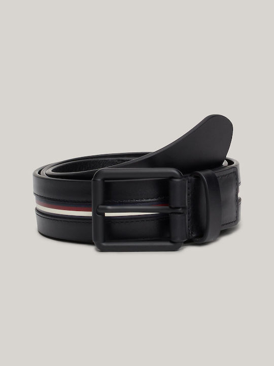 Tommy Hilfiger Ανδρική Ζώνη Δερμάτινη Μαύρη