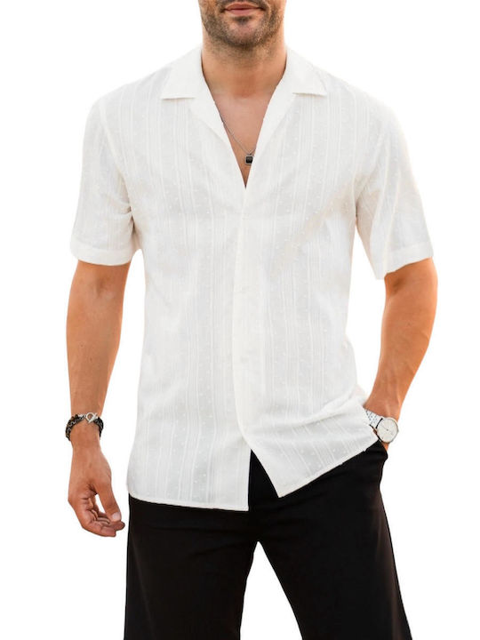 Vittorio Artist Men's Shirt Short Sleeve Lagoon-white