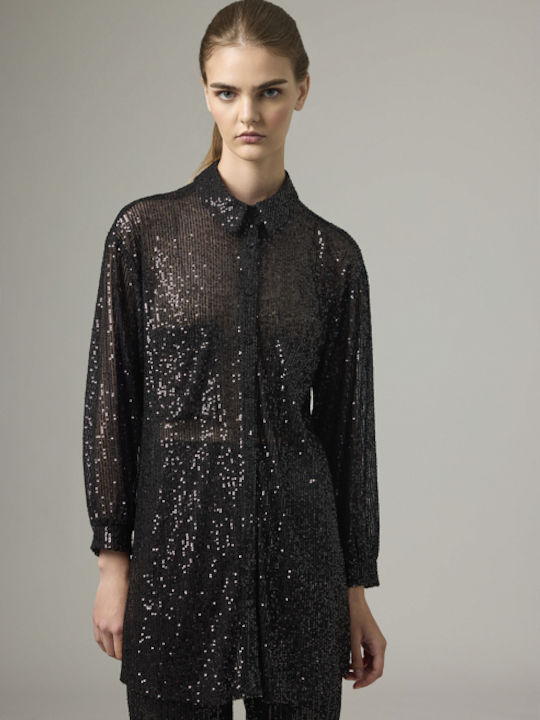 Oversized Black Sequin Shirt