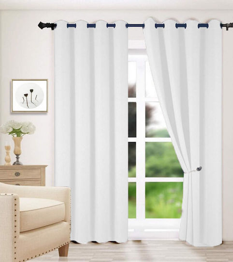 Vasilas Home Κουρτίνα με Τρουκς Λευκή 140x270εκ.