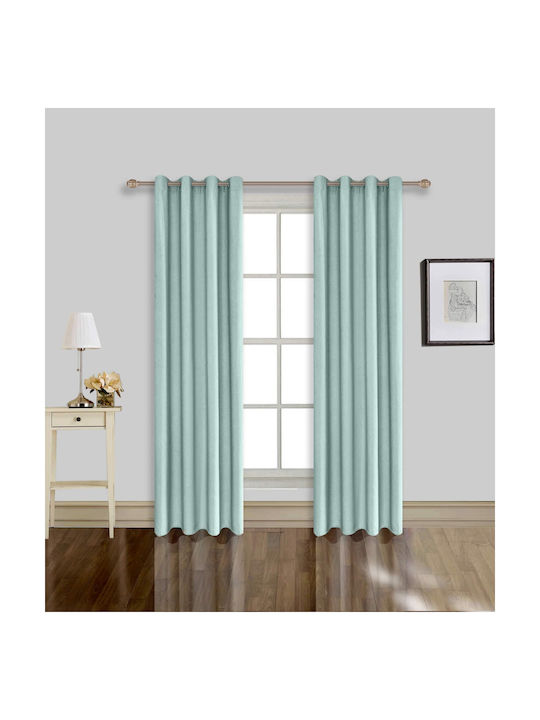 Vasilas Home My Home Luxury Vorhänge Mit Grommets Blau 140x270cm