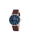 U.S. Polo Assn. Watch Battery with Brown Leather Strap