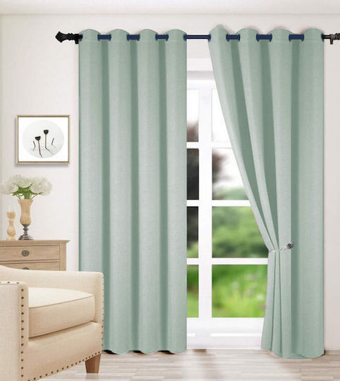 Vasilas Home Green Curtain with Grommets 140x270cm