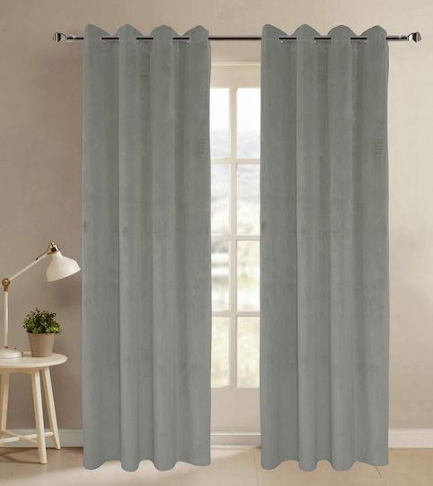 Vasilas Home Κουρτίνα με Τρουκς Γκρι 140x270εκ.