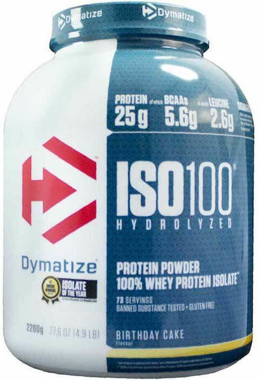 Dymatize ISO100 Hydrolyzed Protein Molke Glutenfrei mit Geschmack Geburtstagskuchen 2.264kg