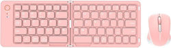 Meetion BTC001 Wireless Bluetooth Keyboard & Mouse Set for Tablet English US Pink