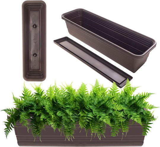 Jardinieră pentru balcon Kadax, ghiveci de flori 60cm + farfurie Mokka