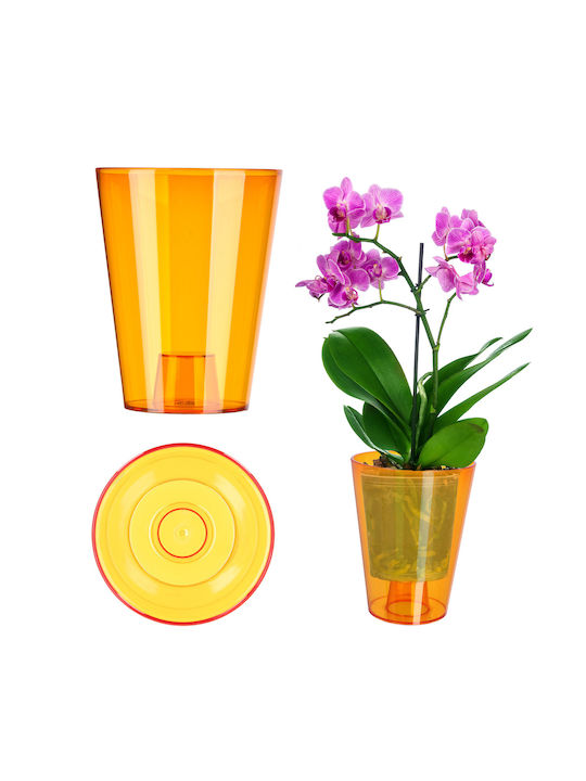 Kadax Orchid Pot Cover Plastic Plant 12cm Orange