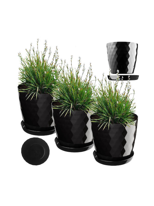 Kadax 3x 20cm Farfurie pentru Ghiveci Negru