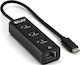 Club3D 3-Port USB 2.0 Hub with USB-C Connection Ethernet