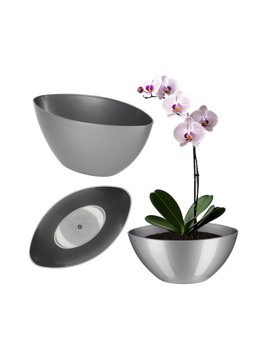 Kadax Flower Pot 30cm Oval Planter Plastic Silver