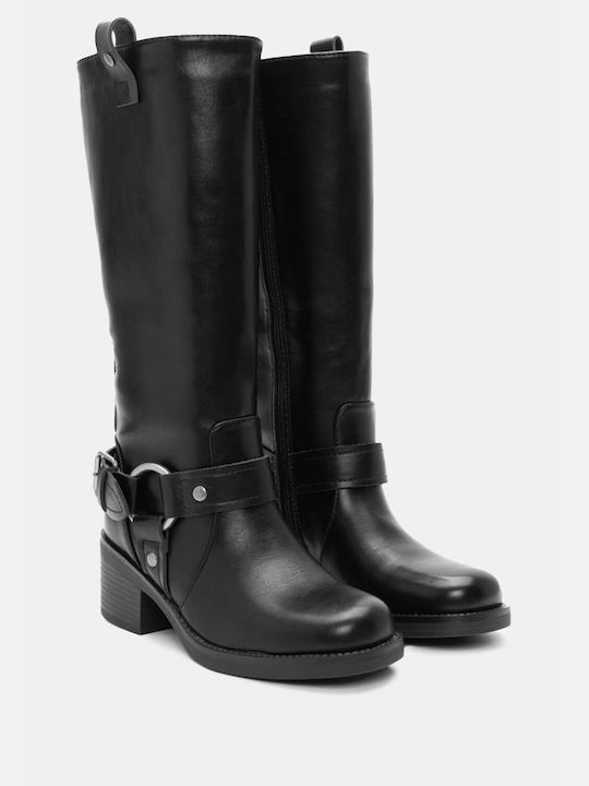 Boots with Ring & Decorative Straps 4325001-black