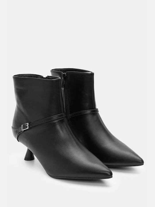 Spitz zulaufende Stiefeletten mit Absatz 4325801-schwarz