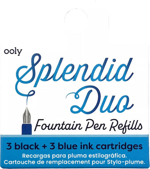 Splendid Nachfüllstifte Blau Schwarze Tinte Set 6