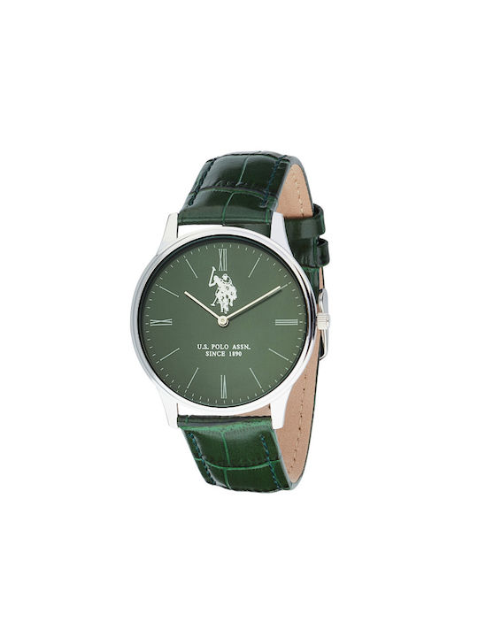 U.S. Polo Assn. Watch Battery with Green Leather Strap