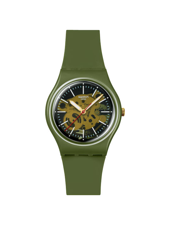 Swatch Watch Battery with Green Rubber Strap