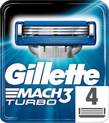 Gillette Mach3 Turbo Replacement Heads with 3 Blades & Lubricious Strip 4pcs