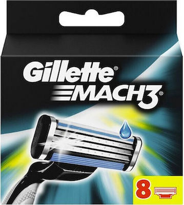 Gillette Mach3 Replacement Heads with 3 Blades & Lubricious Strip 8pcs