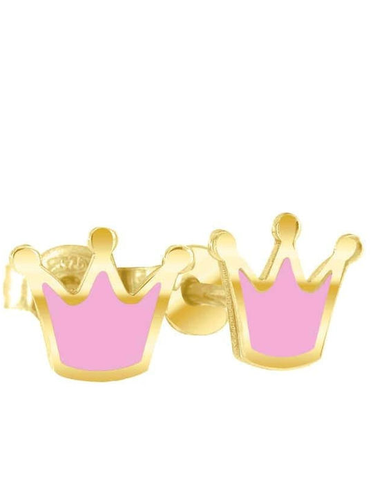 Eforo Kids Earrings Studs Crowns from Gold 14K