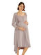 Monamise Long Nightgown for Maternity Hospital & Breastfeeding Gray