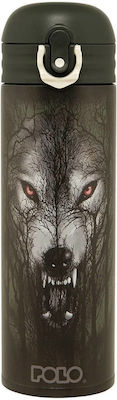 Polo Bottle Thermos Stainless Steel BPA Free Wolf 500ml with Straw