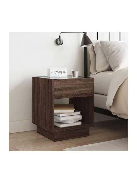 Wooden Bedside Table Brown Oak 40x40x50cm