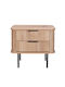 Bedside Table Rolling Wooden Beige 54x39x54cm