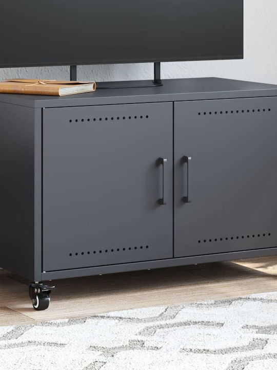 Stand TV Metalic Cu Roți Antracit L68xA39xÎ43.5cm