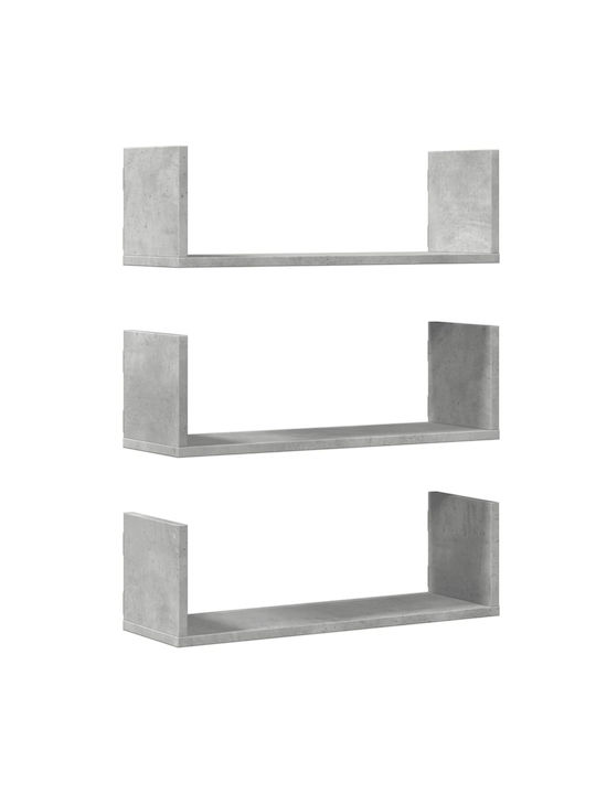 Shelves Wall Gray 3pcs 58x18x18cm