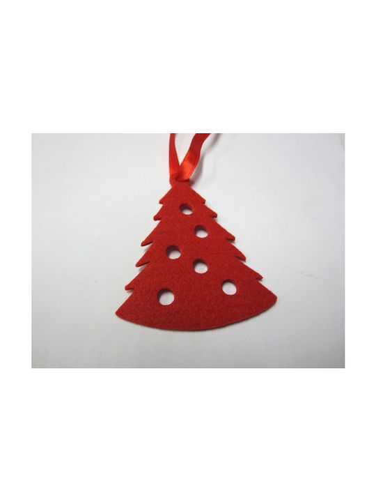 Decorative Hanging Ornament Tree Felt Red 6.8x7cm Set 5pcs