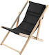 Deckchairs Wooden with Black Fabric