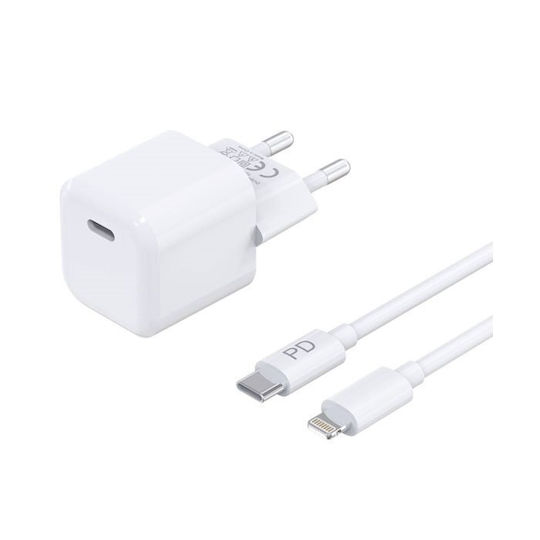 PZX Φορτιστής με Θύρα USB-C και Καλώδιο USB-C - USB-C 20W Power Delivery Λευκός (P45)