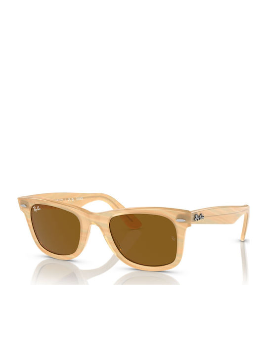 Ray Ban Wayfarer Unisex Sunglasses with Beige P...