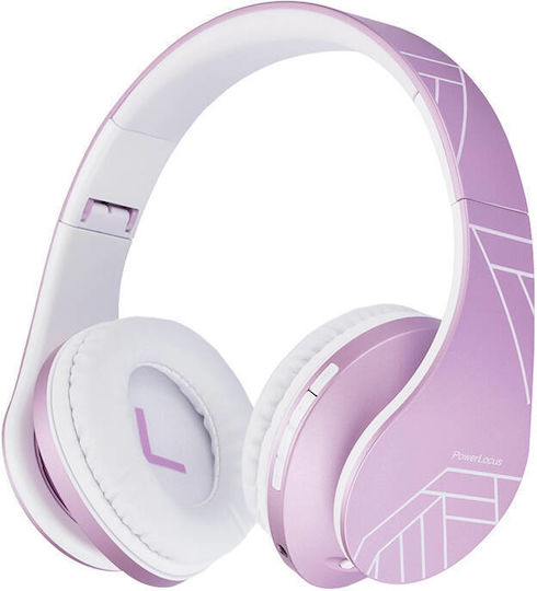 PowerLocus P2 Kids Ασύρματα / Ενσύρματα Παιδικά Over Ear Ακουστικά με Ραδιόφωνο με 20 ώρες Λειτουργίας Pink-White