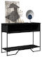 Metal Console Table Black Velvet-Black Metal L100xW35xH74.5cm