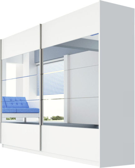 Karen Δίφυλλη Ντουλάπα Συρόμενη με Καθρέπτη 215x60x210cm Λευκή