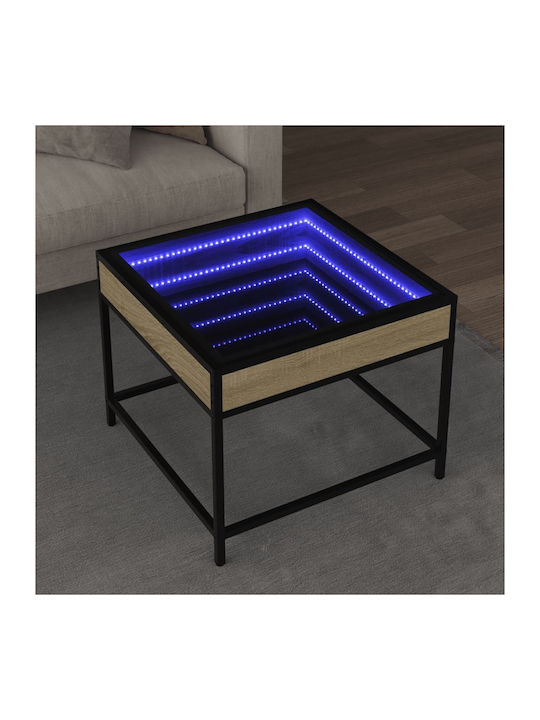 Square Glass Side Table Sonoma Oak 50x50x41 cm