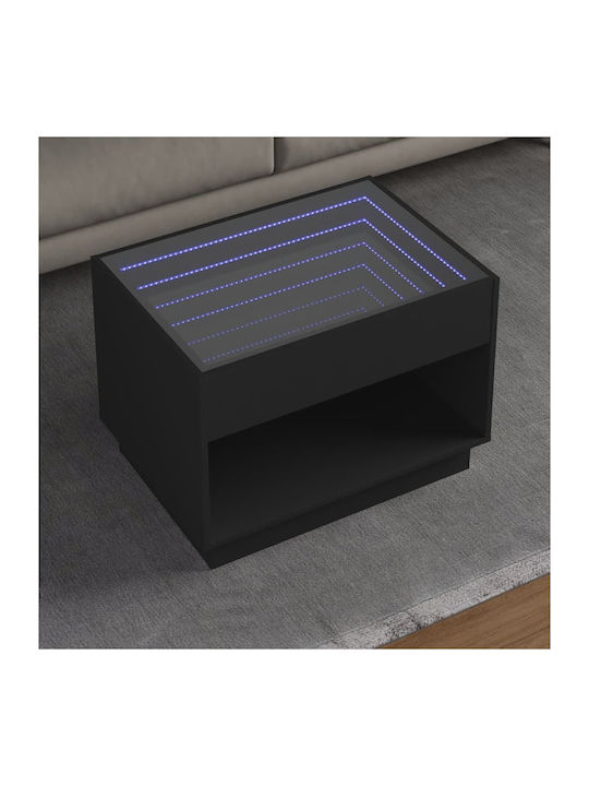 Masă Laterală Rectangulară Neagră Din Sticlă M70xL50xÎ50cm
