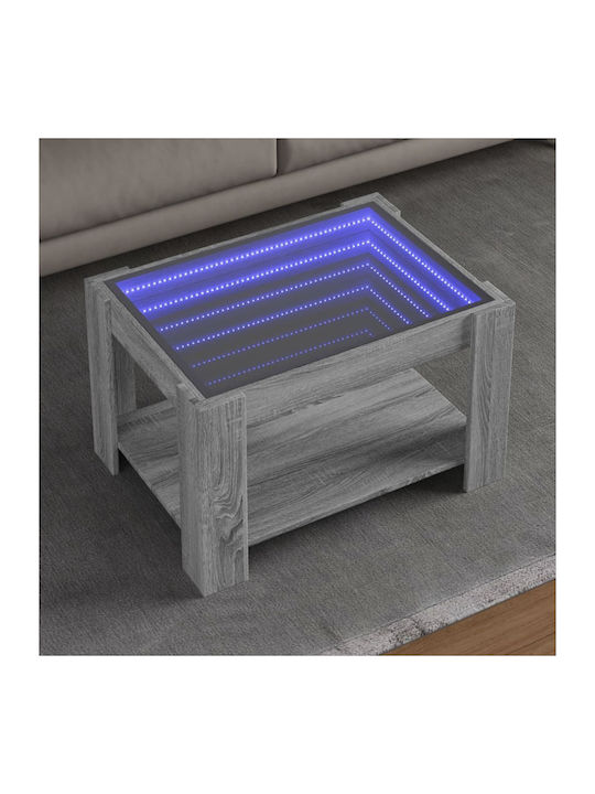 Rectangular Side Table Glass with LED Gray L73x...