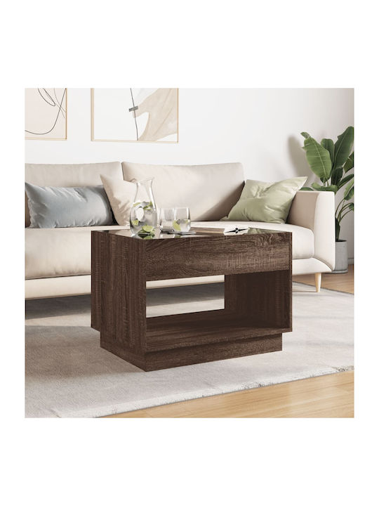Rectangular Glass Side Table Brown Oak M70xW50x...