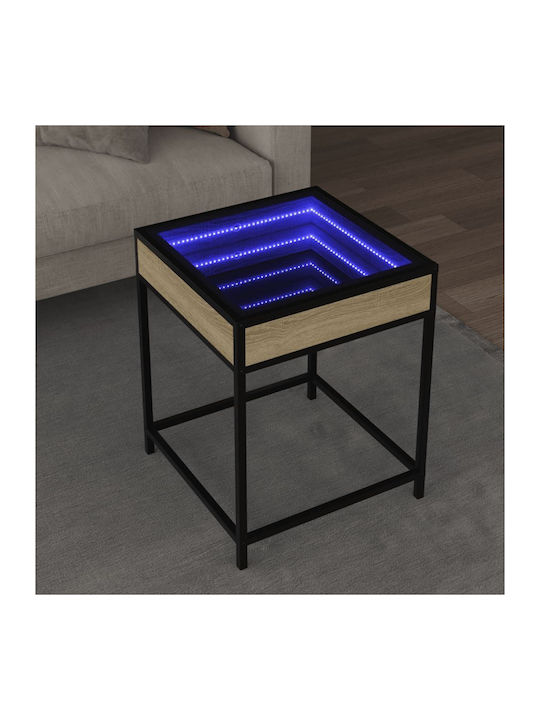 Square Glass Side Table Sonoma Oak M40xW40xH51cm