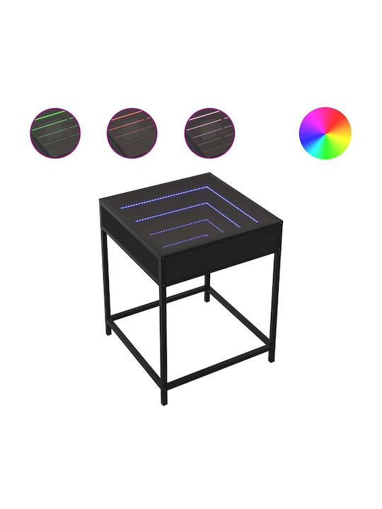 Square Side Table Glass with LED Black Velvet-B...