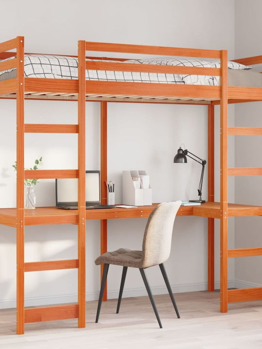 Pat pentru Copii Loft Bed Single Maro pentru Sa...