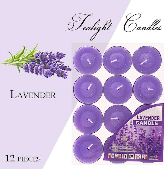 Lumânări mici cu Aromă de Lavanda în Culoare Violet 12buc