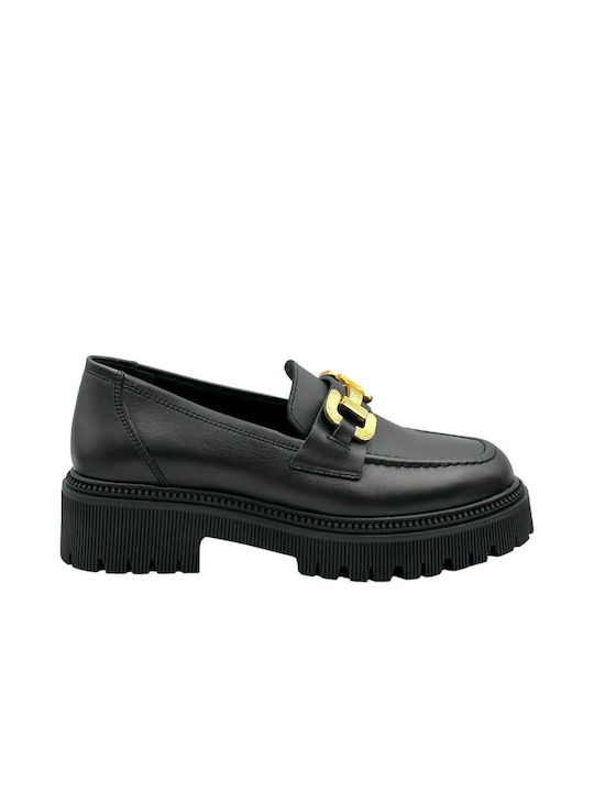 Ragazza Leather Women's Loafers in Black Color