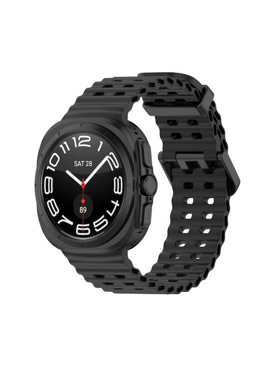 Силиконова каишка Ocean Hole с двойна катарама за Samsung Galaxy Watch Ultra 47mm черна