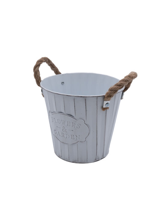 Uncle George Κασπώ Μεταλλικό Λευκό 14x14x12.5εκ.